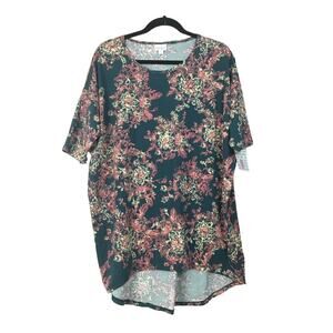 NWT Lularoe Irma Tunic Size M Teal Pink Cream Floral Hi Lo Shirt Top NEW LLR